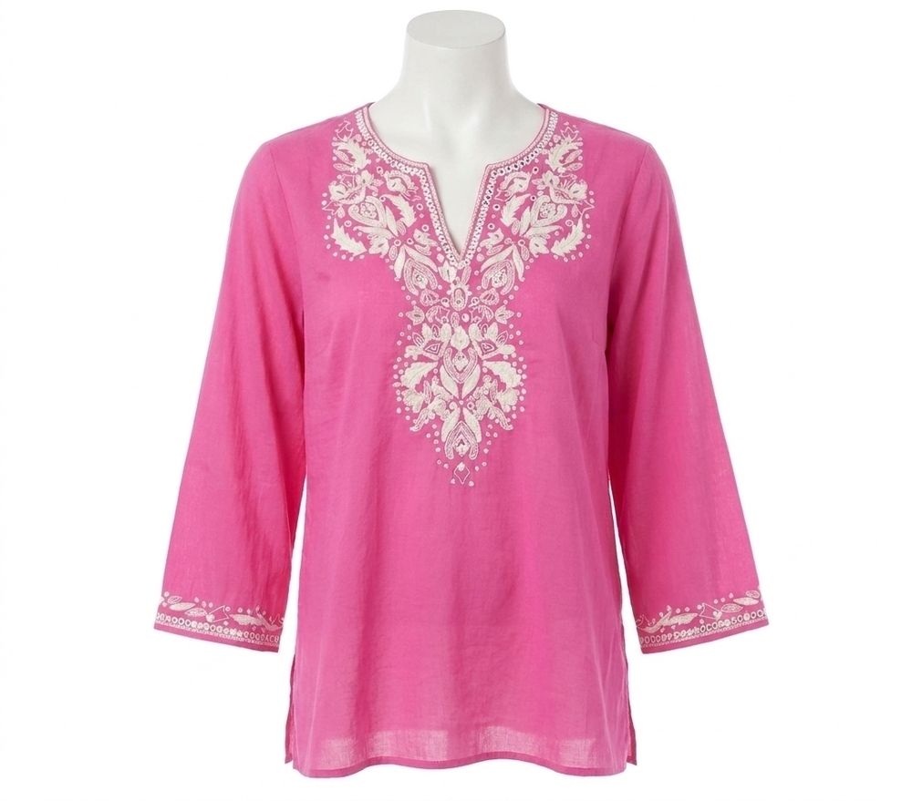 NEW KAREN KANE prim embroidered tunic in pink